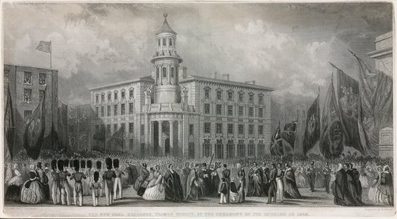 The New Coal Exchange, Thames Street, při slavnostním otevření v roce 1849 od John Francis Salmon