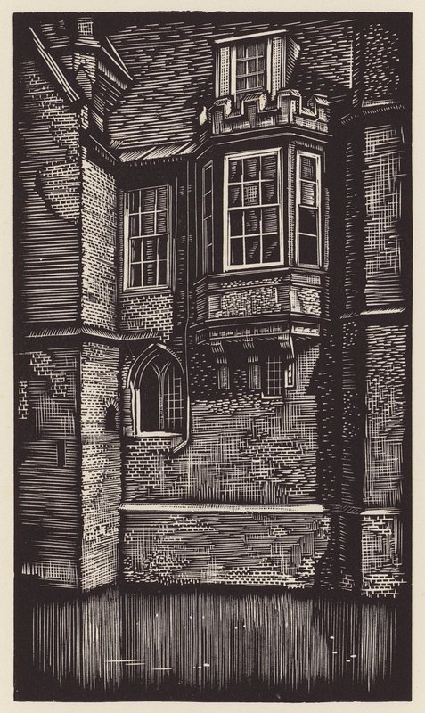 Cambridge: (dřevoryt): Zákoutí Queens