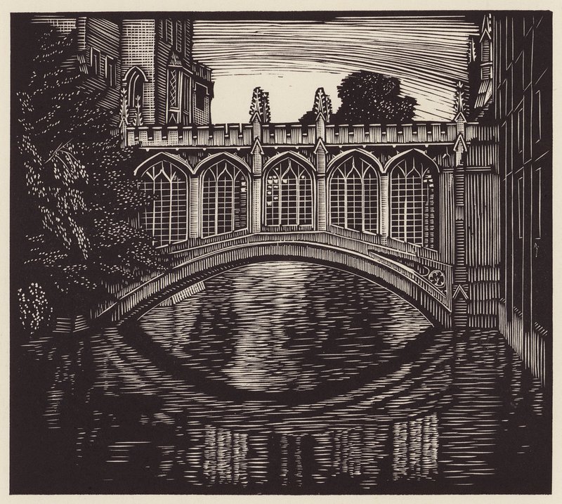 Cambridge: "Most vzdechů" (dřevoryt) od John Frederick Greenwood