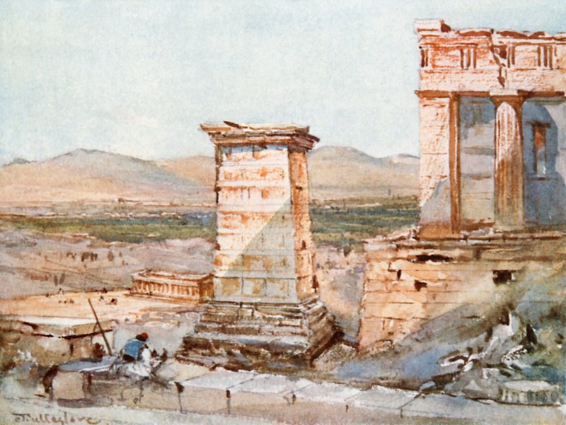 Athény. Památník Agrippa a Pinacotheca od John Fulleylove