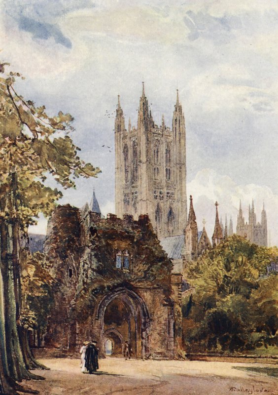 Zvon Harry Tower, Canterburská katedrála (barevná litografie) od John Fulleylove