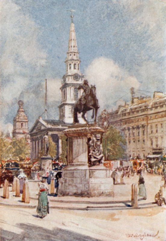 Charing Cross, se sochou Karla I. a sv. Martina v polích od John Fulleylove