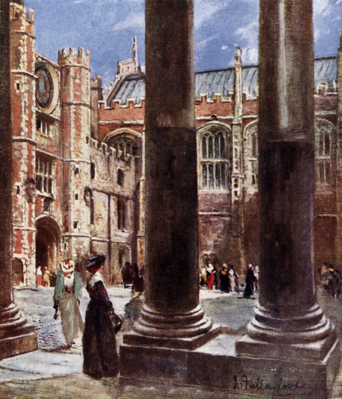 Clock Court, Hampton Court Palace, Richmond upon Thames, Londýn (barevné lito) od John Fulleylove