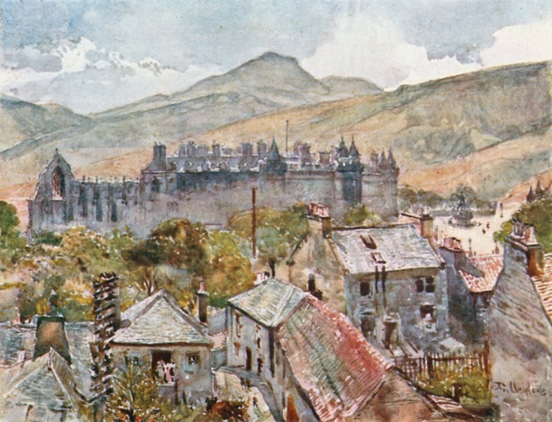 Holyroodský palác z veřejných zahrad pod Calton Hill od John Fulleylove