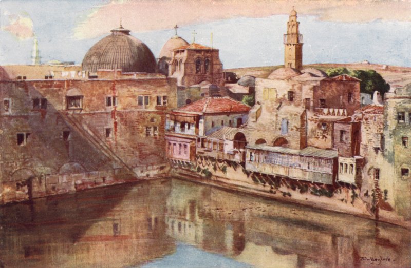 Jeruzalém, Ezechiášův rybník (barva litho) od John Fulleylove