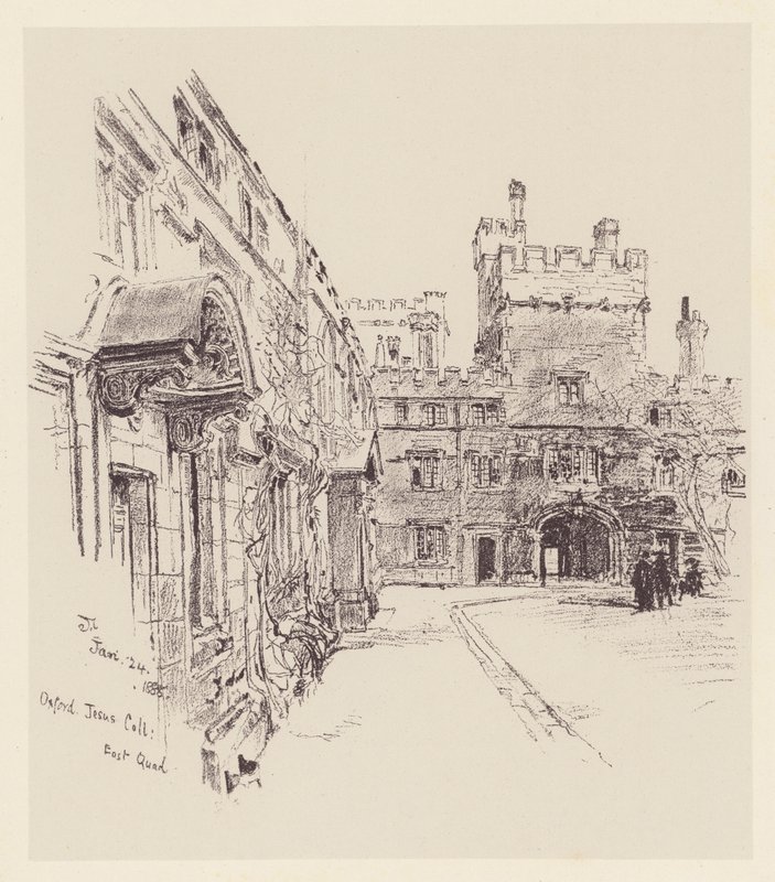 Jesus College (litografie) od John Fulleylove