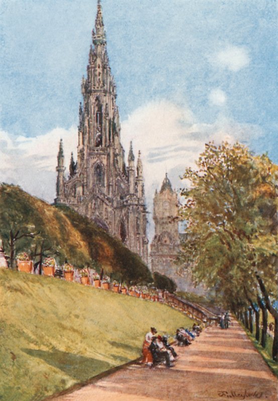 Památník sira Waltera Scotta z East Princes Street Gardens od John Fulleylove