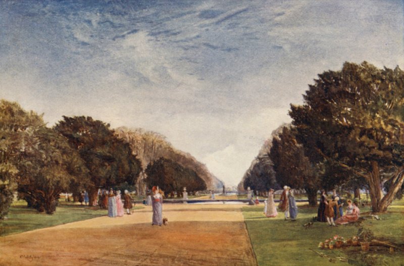 The Great Avenue, Hampton Court (barevné lito) od John Fulleylove