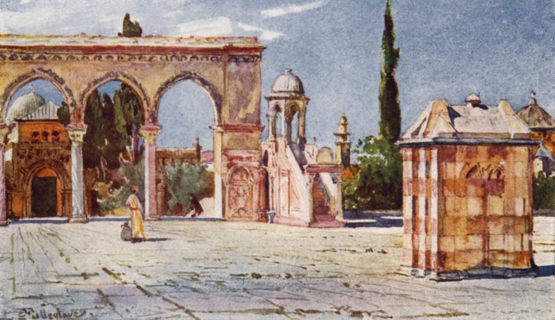Letní kazatelna, z jižní verandy mešity Omar (Skalní dóm) (barva litho) od John Fulleylove