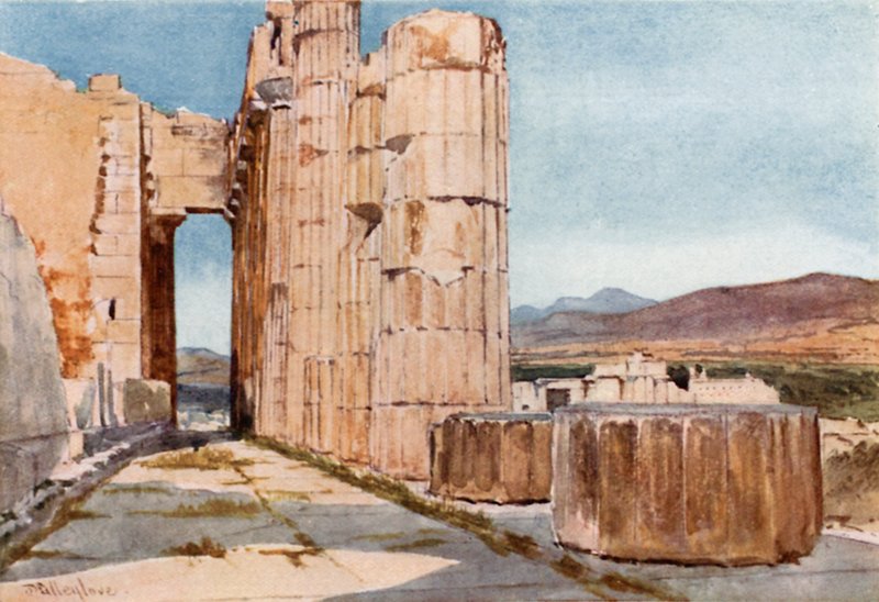 Pohled na severní peristyle Parthenon při pohledu na západ od John Fulleylove