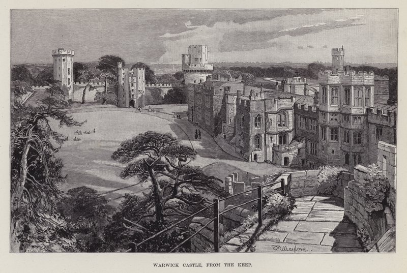 Hrad Warwick, z pevnosti (litho) od John Fulleylove