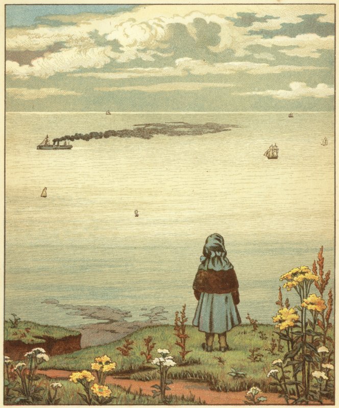 Dívka s výhledem na moře (barva litho) od John George (after) Sowerby