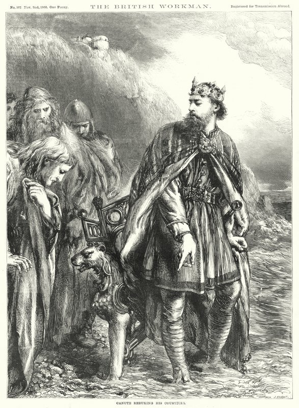 Canute kárá své dvořany (rytina) od John Gilbert