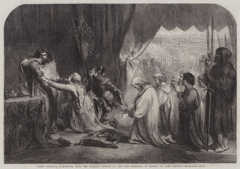 Královna Philippa se přimlouvá u svého manžela Edwarda III. za měšťany z Calais od John Gilbert