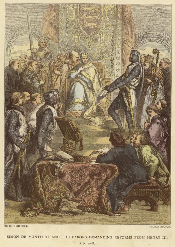 Simon de Montfort a baroni požadující reformy od Jindřicha III., 1258 našeho letopočtu od John Gilbert