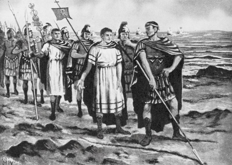 Konstantin sleduje hranice nového hlavního města (litografie) od John Harris Valda