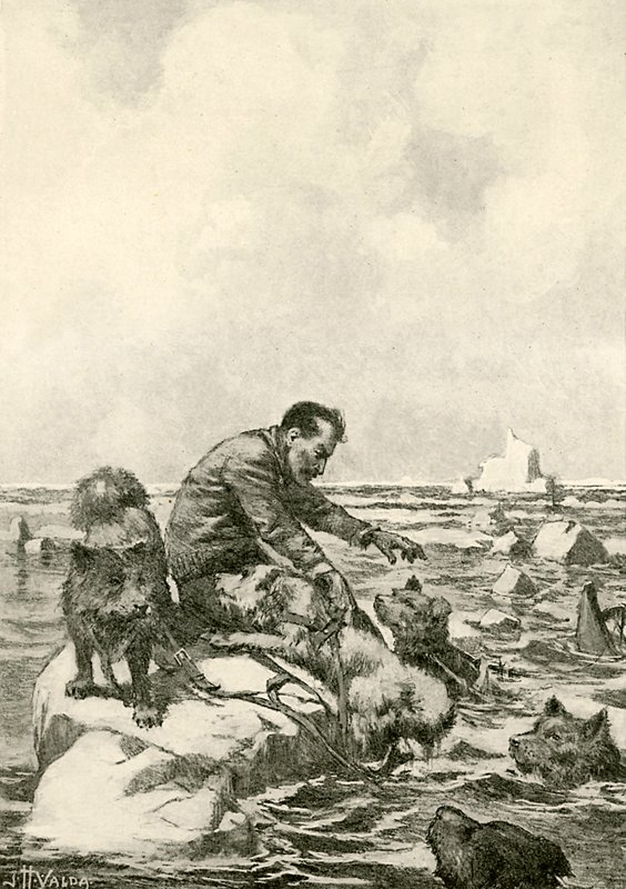 Doktor Grenfell zmítaný na ledové kře od John Harris Valda