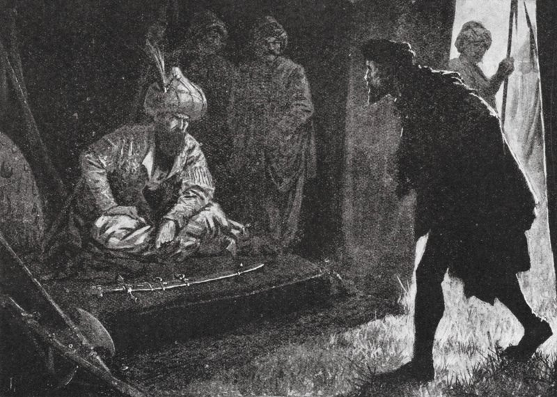 Rozhovor řeckého guvernéra s Osmanem (litografie) od John Harris Valda