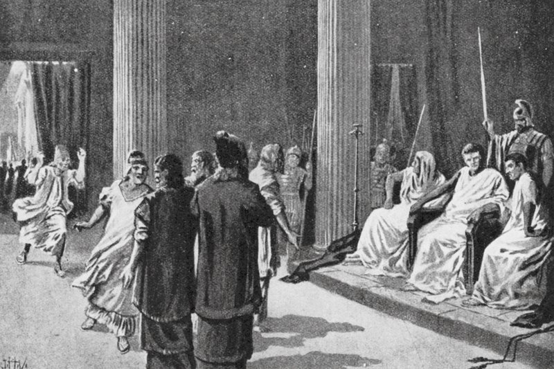 Židé před Caligulou, 40 n. l. (litografie) od John Harris Valda