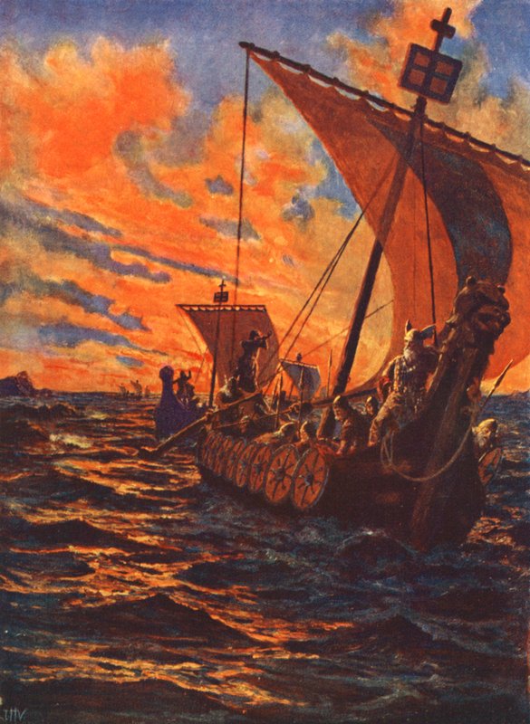 Návrat Vikingů (barevná litografie) od John Harris Valda