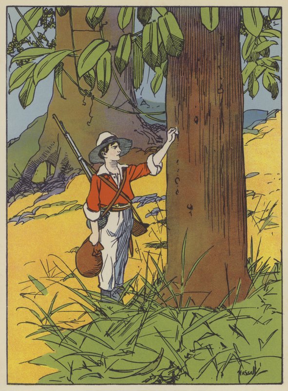 Ilustrace pro Swiss Family Robinson (barevné lito) od John Hassall