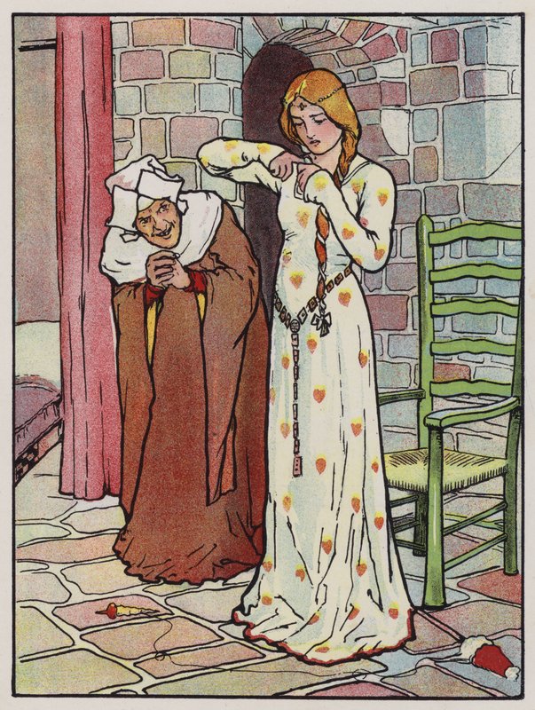 Rosanne píchne do ruky vřetenem (barva litho) od John Hassall