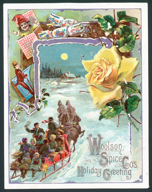 Vánoční přání Woolson Spice Company (chromolitho) od John Henry Bufford