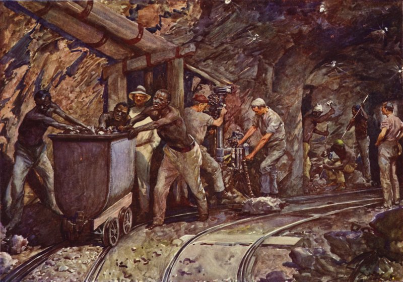 Kimberley diamantové doly (barevné lito) od John Henry Frederick (after) Bacon