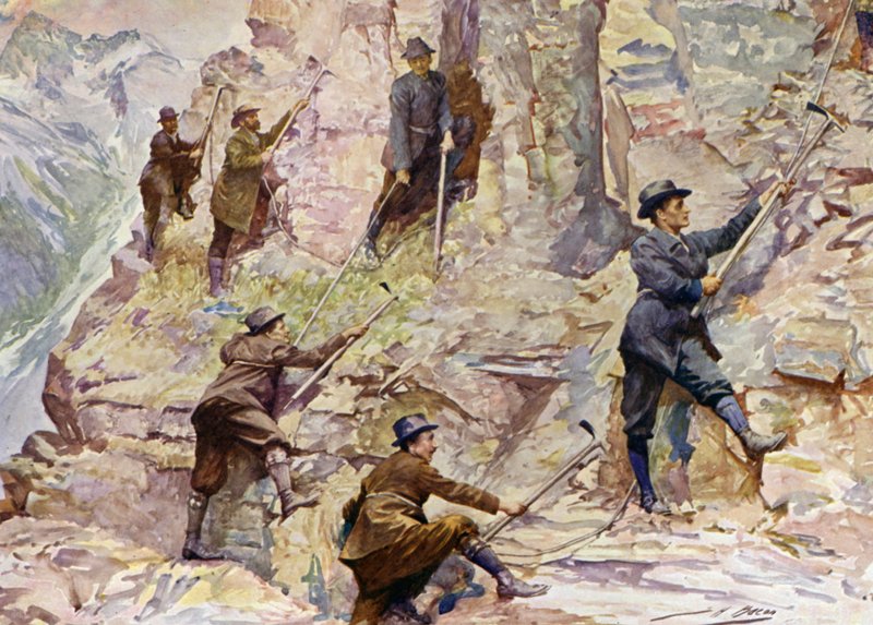 Horolezectví v Britské Kolumbii (barevné lito) od John Henry Frederick (after) Bacon