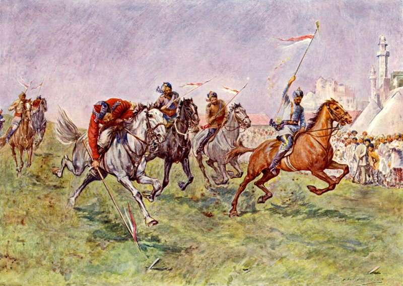 Kotvení stanů v Indii (barva litho) od John Henry Frederick (after) Bacon
