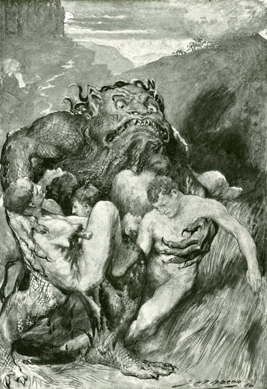 Démon zla se je chtivě chopil se svým zuřivým hrabáním od John Henry Frederick after Bacon