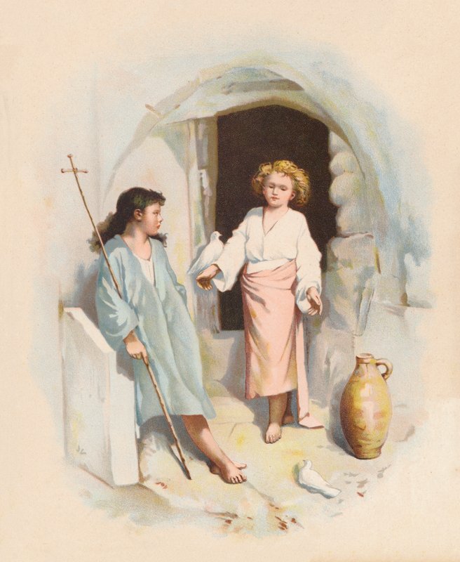 Kristus a svatý Jan (barevná litografie) od John Lawson
