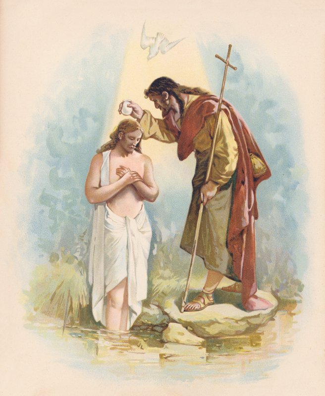 Ježíš je pokřtěn (barevná litografie) od John Lawson