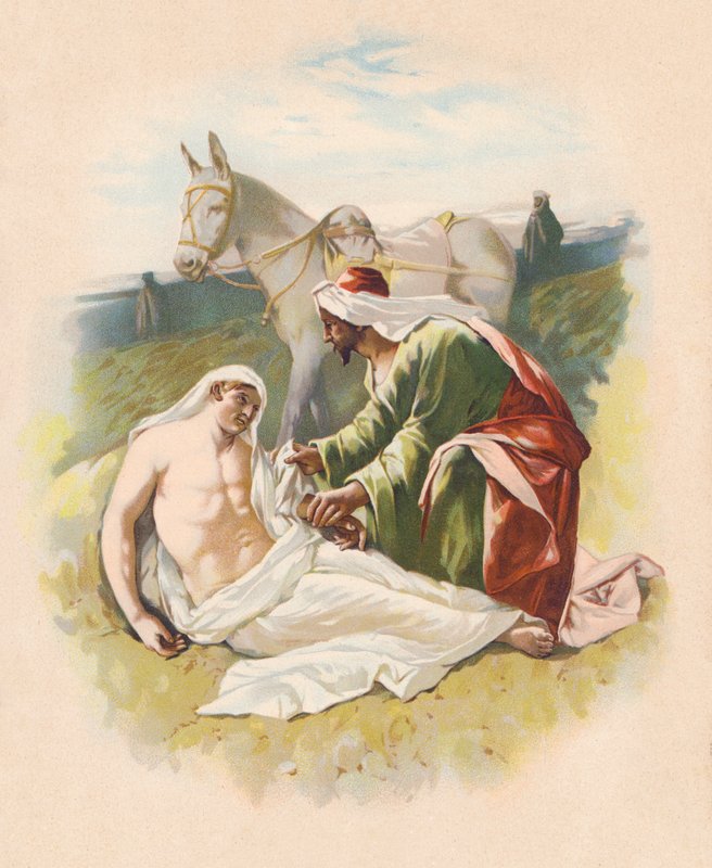 Dobrý Samaritán (barevná litografie) od John Lawson
