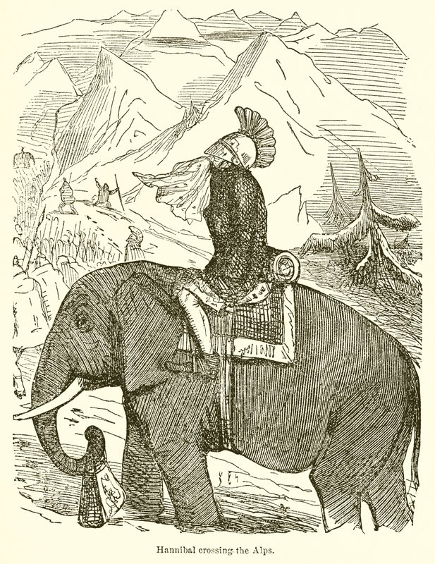 Hannibal překračující Alpy od John Leech