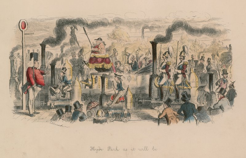 Hyde Park tak, jak bude (barevná rytina) od John Leech