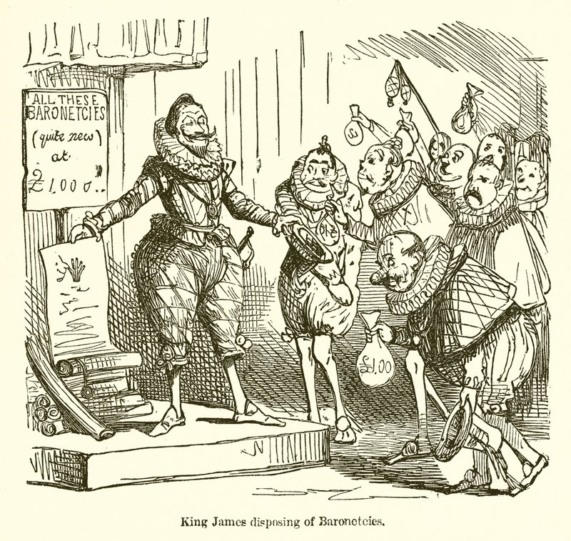 King James Disposing of Baronetcies od John Leech