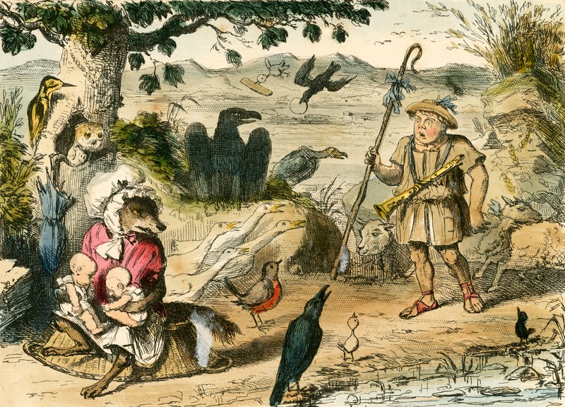 Romulus a Remus objeveni jemným pastýřem od John Leech