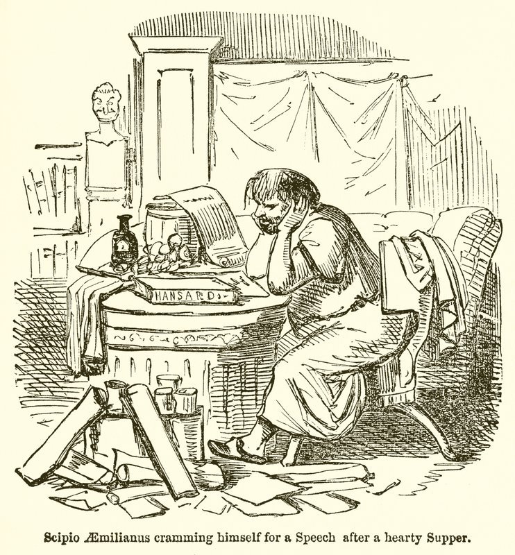Scipio Aemilianus se nacpal na projev po vydatné večeři od John Leech