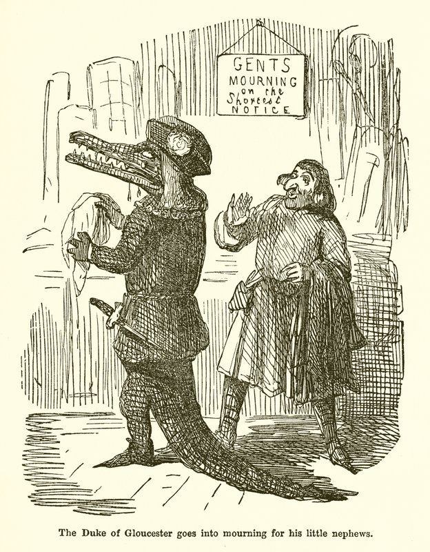 Vévoda z Gloucesteru jde do Smutku pro své malé synovce od John Leech