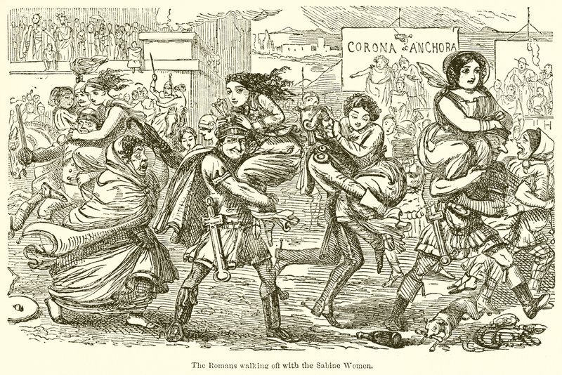 Římané odcházejí se sabinskými ženami od John Leech