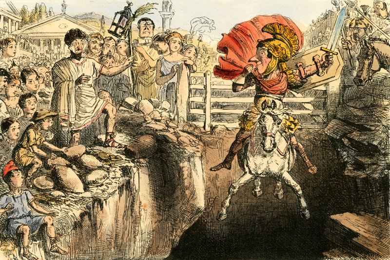 Chrabrý Curtius skáče do zálivů od John Leech