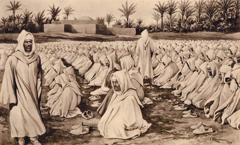 Mohamedáni při modlitbě (litografie) od John Macfarlane