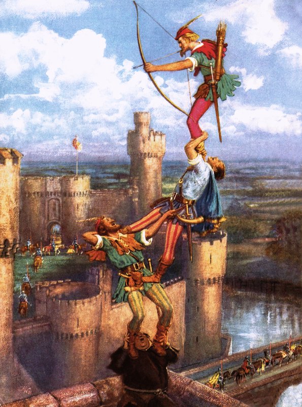 Robin Hood střílí na hrad Nottingham od John Millar Watt