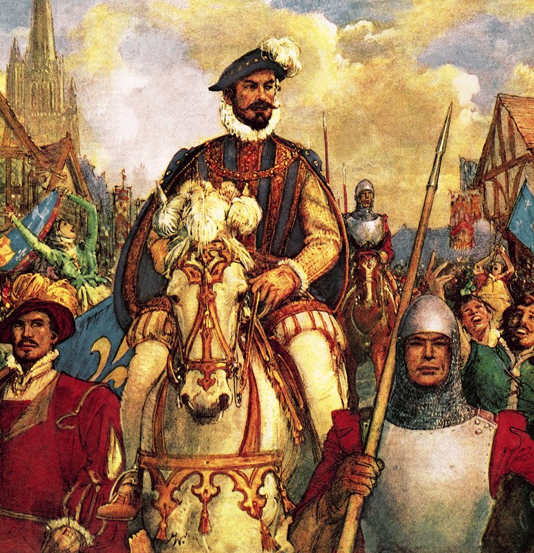 V roce 1588 se vévoda z Guise vrací triumfálně do Paříže po porážce francouzských protestantských povstalců. od John Millar Watt