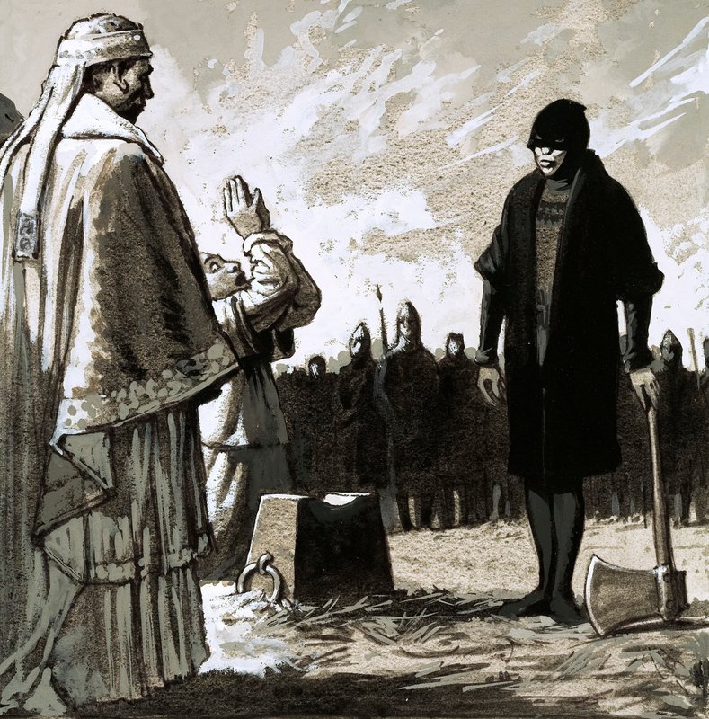 Byl vydán rozkaz k Waltheofově okamžité popravě (kvaš na papíře) od John Millar Watt