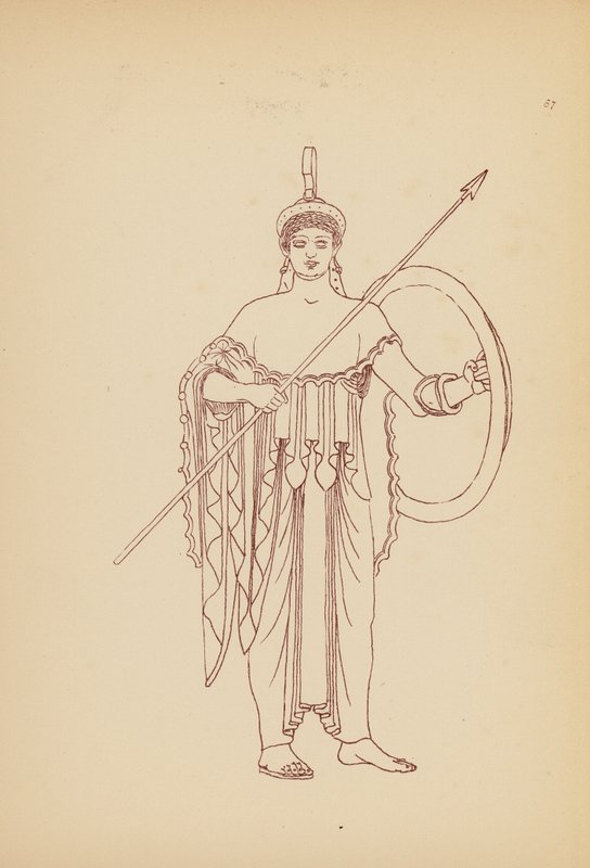 Starověký řecký ženský kostým (litografie) od John Moyr Smith