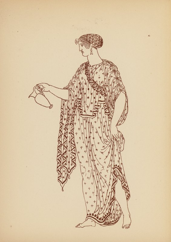Starověký řecký ženský kostým (litografie) od John Moyr Smith
