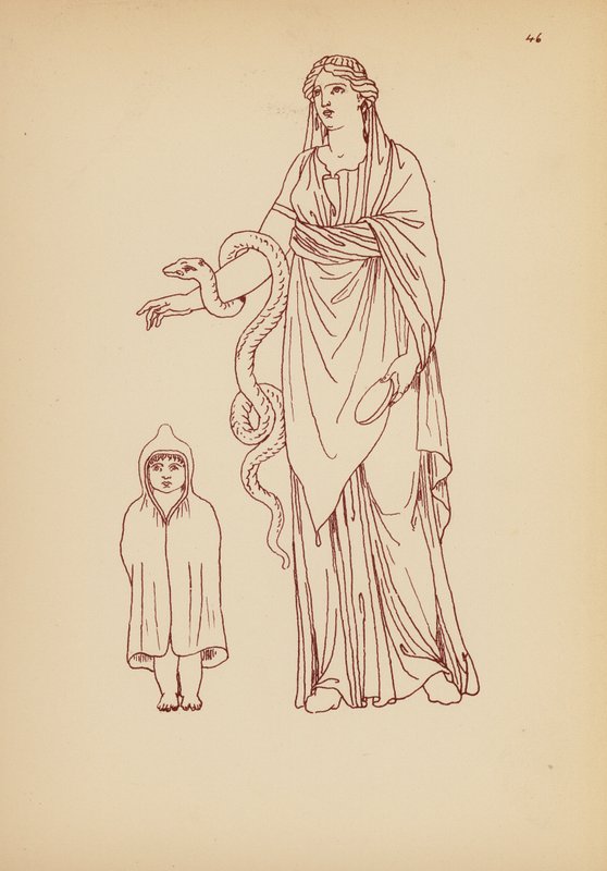Starověký řecký ženský kostým (litografie) od John Moyr Smith