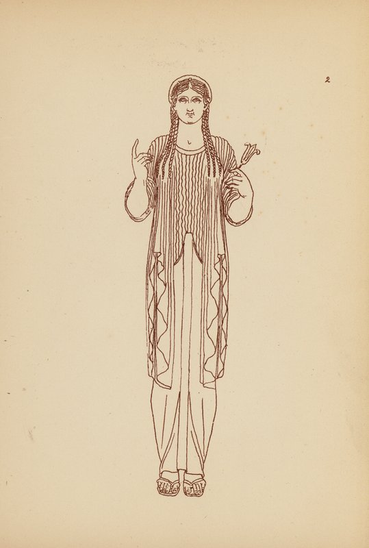 Starověký řecký ženský kostým (litografie) od John Moyr Smith